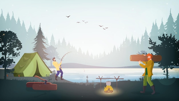 The guy carries firewood