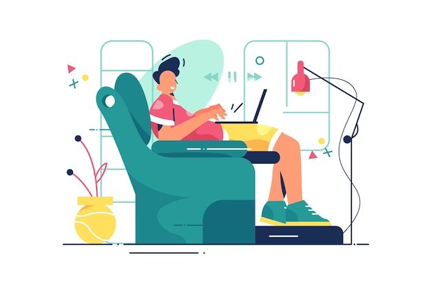 Guy in comfortable chair illustration