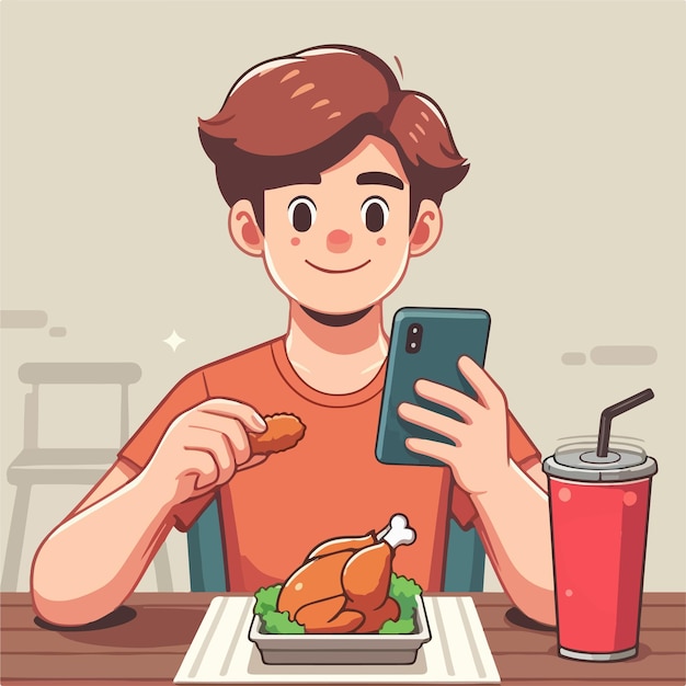 치킨을 먹는 남자 AI 생성 이미지