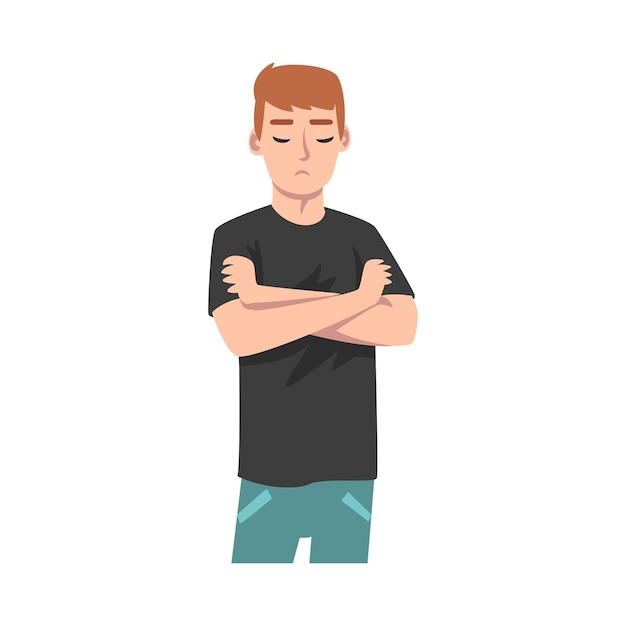 Guy folded his arms in a gourdy vector illustration