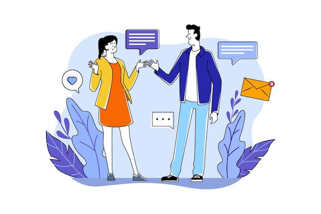 the guy and the girl communicate