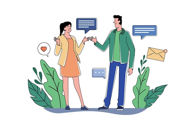 the guy and the girl communicate