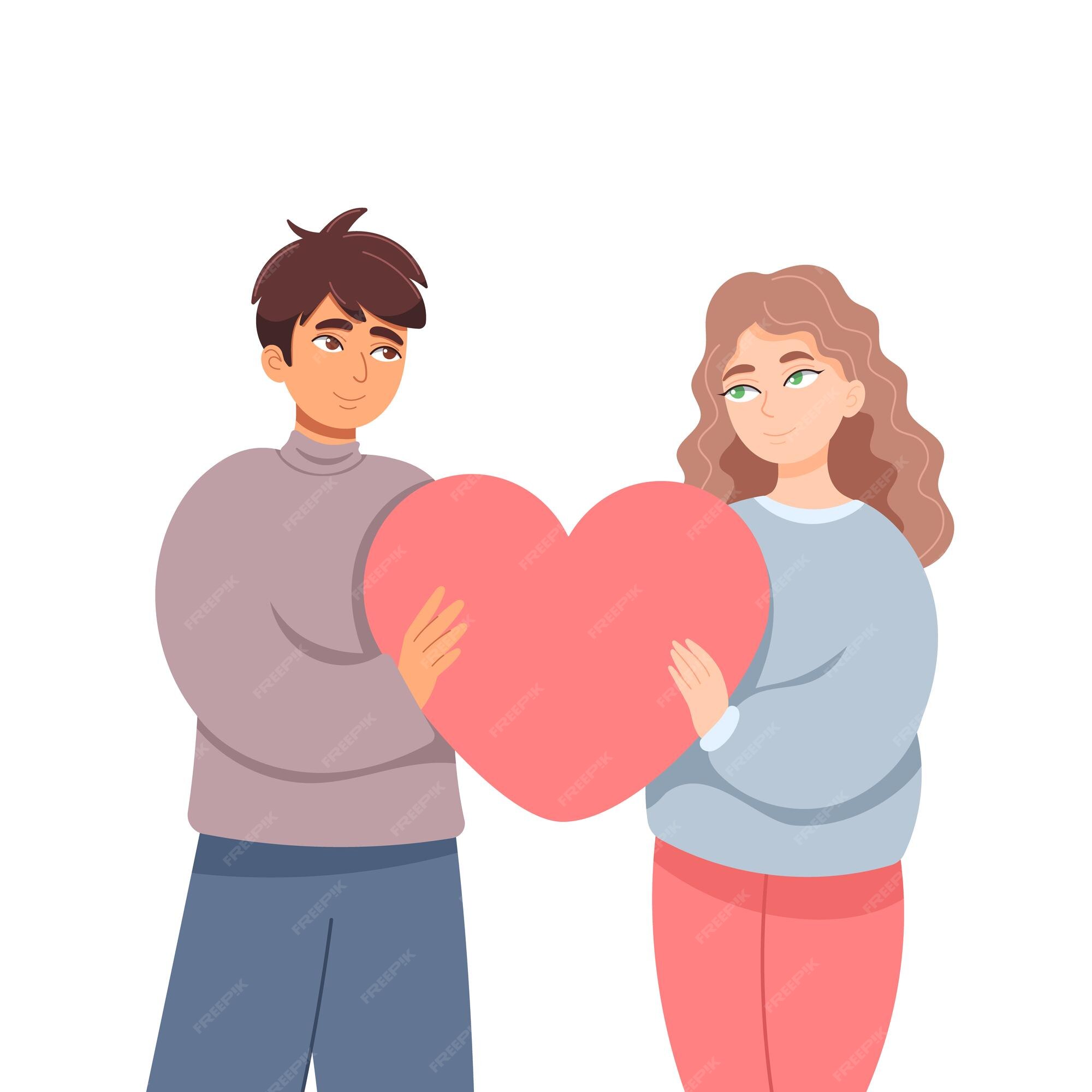 Premium Vector  Romantic couple love heart pose illustration