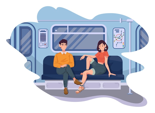 A guy and a girl meet on the subway