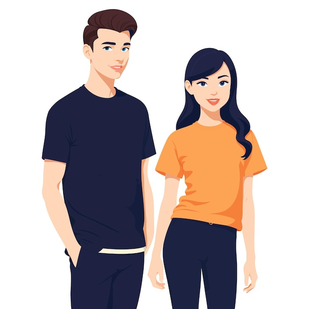 Guy and girl vector illustration on white background