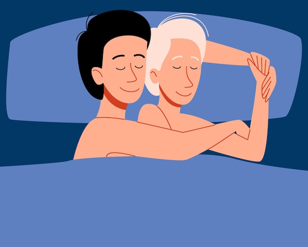 Vector a guy and his boyfriend are sleeping in an embrace