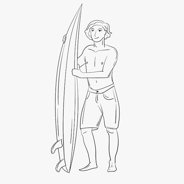 The guy holds a surfboard in his hands