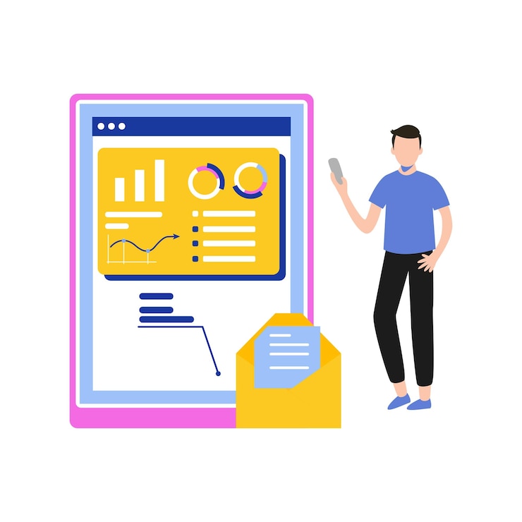 Vector the guy is doing market research online