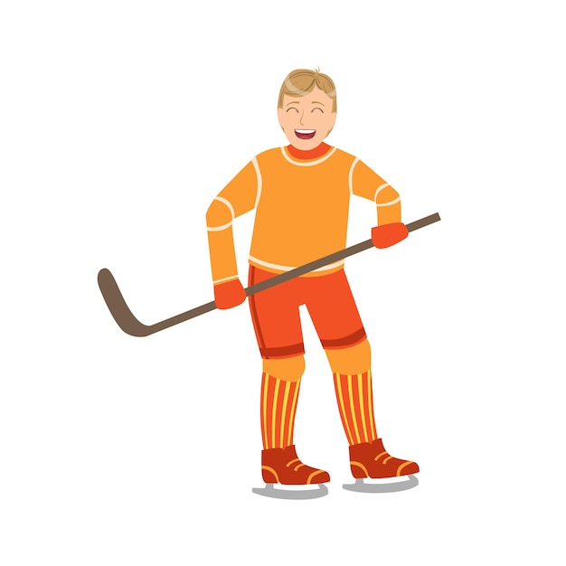 Guy Playing Hockey In Orange Uniform