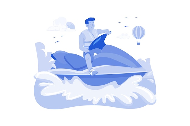 Vector guy riding a water scooter