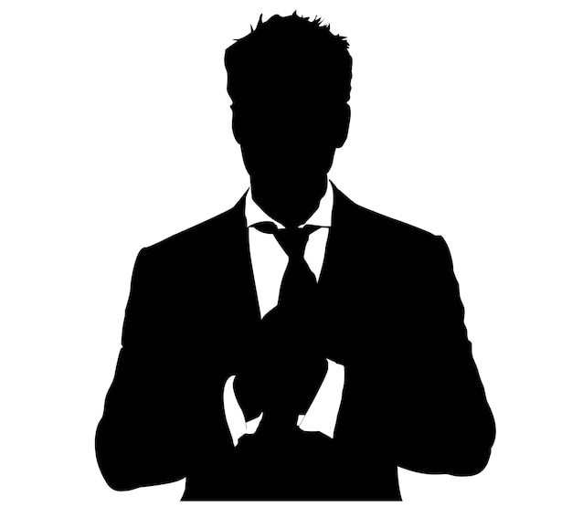 Guy's Profile. Stylish Young Man in Business Suit with a Tie. Male Web Sign, Flat art Object.