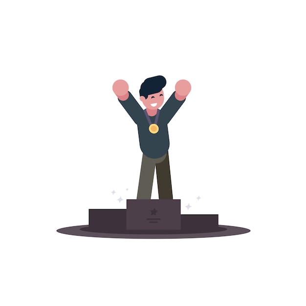 Vector guy standing on a podium.