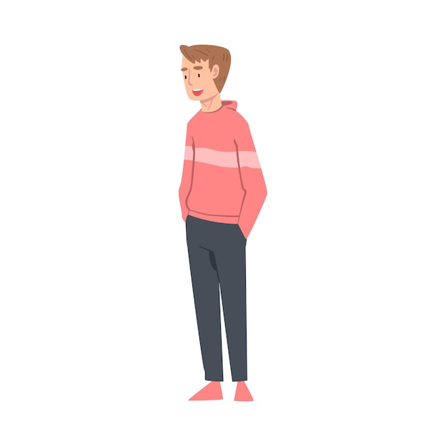 guy talking to someone teenage boy talking or sharing impressions cartoon style vector illustration