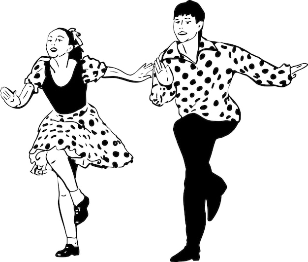 ロックンロールを踊る女の子と男