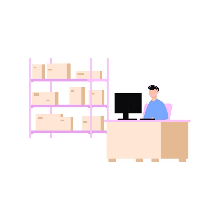 Vector 리셉션에서 일하는 남자