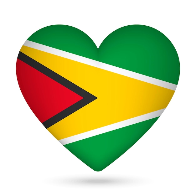 Флаг Гайаны в форме сердца Векторная иллюстрация