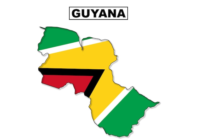 Guyana flag map in vetor