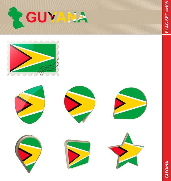 Guyana flag set flag set 108 vettore