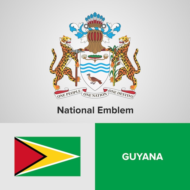 Guyana national emblem and flag