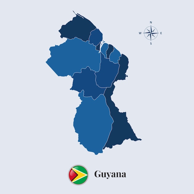 Bandiera e mappa vettoriale della guyana mappa della bandiera del vettore della guyana