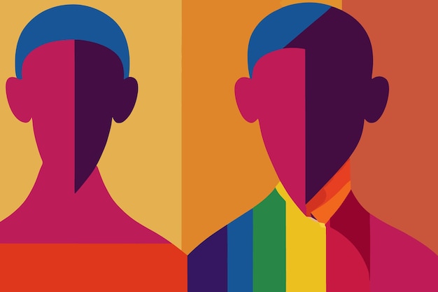 Vettore ragazzi lo sguardo severo tollerante all'illustrazione della comunità lgbt orgoglio lgbtq