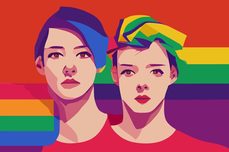 Vector guys stern gaze tolerant to lgbt community lgbtq pride