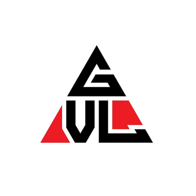 Vector gvl driehoek letter logo ontwerp met driehoek vorm gvl tweehoek logo ontwerp monogram gvl vierhoek vector logo sjabloon met rode kleur gvl driehoek logo eenvoudig elegant en luxe logo