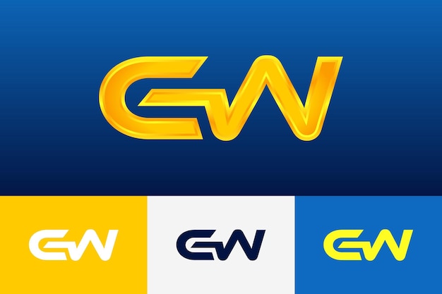 GW Initial Modern Logo Gradient Template for Business Identity