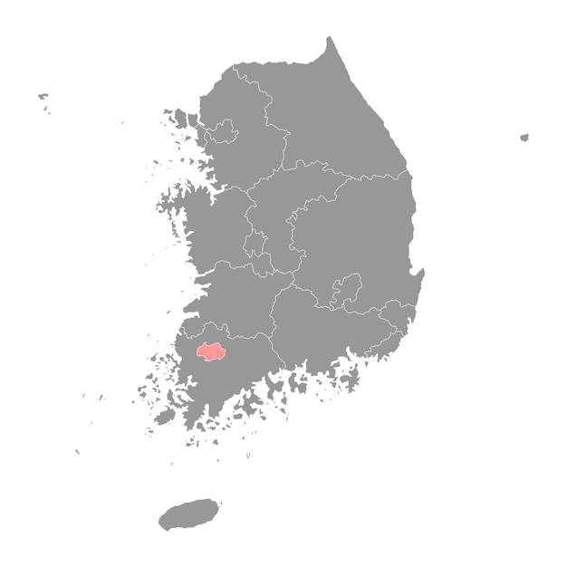 Gwangju map metropolitan city of South Korea Vector illustration