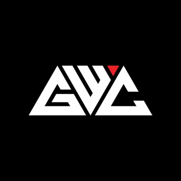 GWC 三角形字母標誌設計與三角形 GWC三角形標誌設計單字體 GWC 三角形向量標誌模板與紅色 GWC 三邊形標誌 簡單 優雅和豪華 GWC 標誌