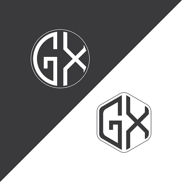 GX最初のモノグラムロゴ 円と多角形の形状のクリエイティブなロゴデザイン