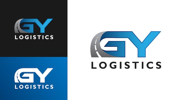 Vector gy letter logistiek snelweg logo sjabloon