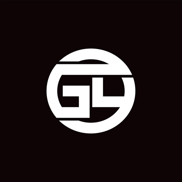 GY Logo monogram with rounded line swipe design template on black background