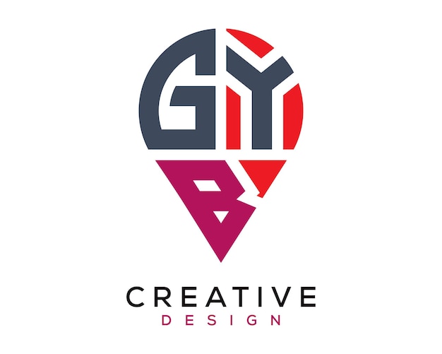 GYB letter location shape logo design