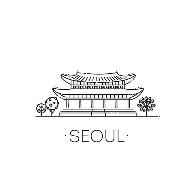 Gyeongbokgung palace seoul silhouette vector illustration