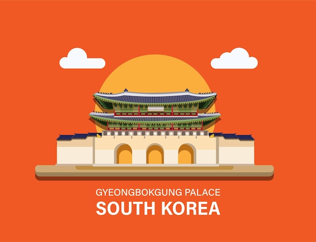 Vettore palazzo gyeongbokgung, edificio storico della corea del sud.