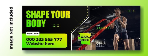 Gym advertising promotional cover banner template design