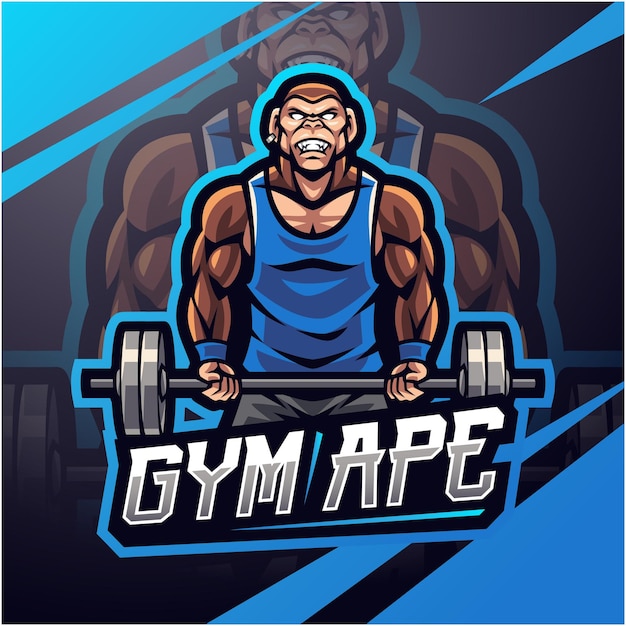 Gym ape esport mascot logo design