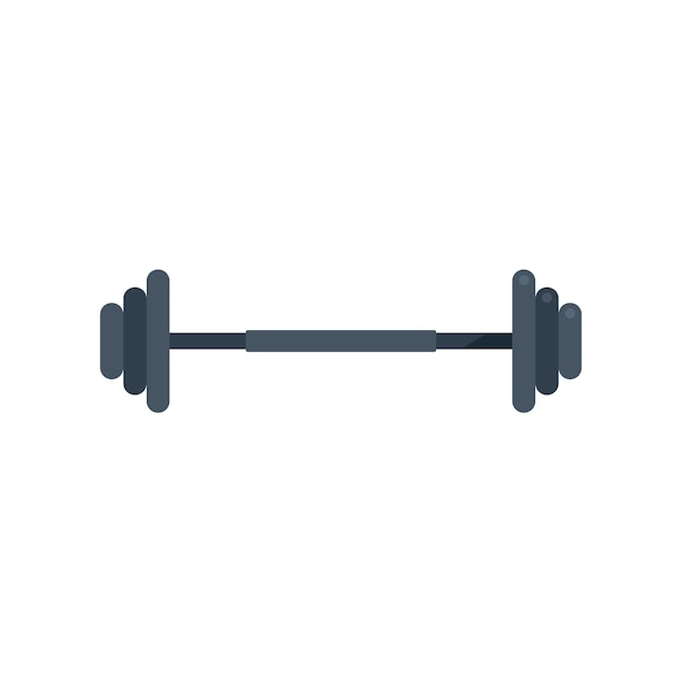 Gym barbell icon flat vector Sport exercise Active workout isolated