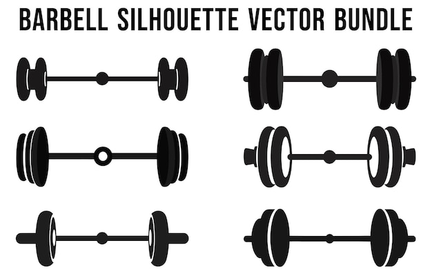 Pacchetto vettoriale silhouette bilanciere da palestra sagome degli elementi per attrezzature fitness