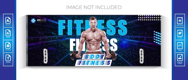 Gym body fitness website cover banner modern design template Premium Vector