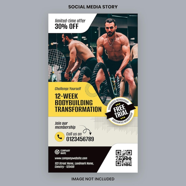 Gym and Bodybuilding Social Media Story Template