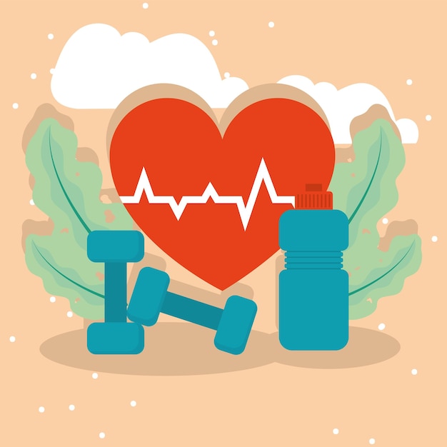 gym bottle and heart