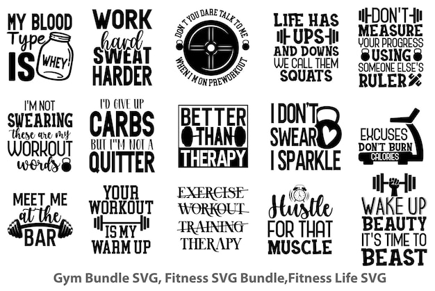 Vector gym bundle svg fitness svg bundle fitness life svg