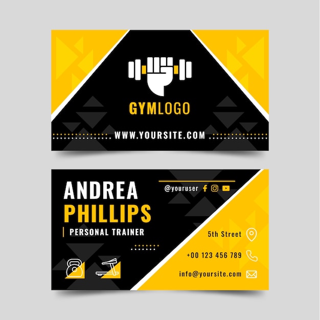 Gym business card template design