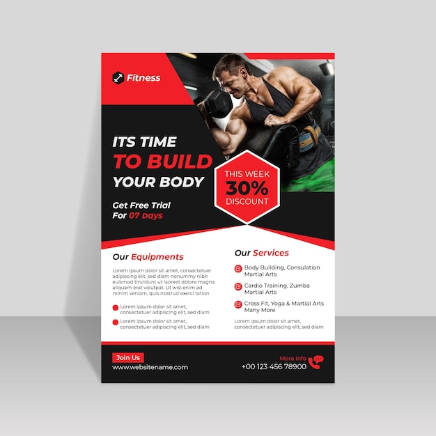 Vector gym club flyer design template