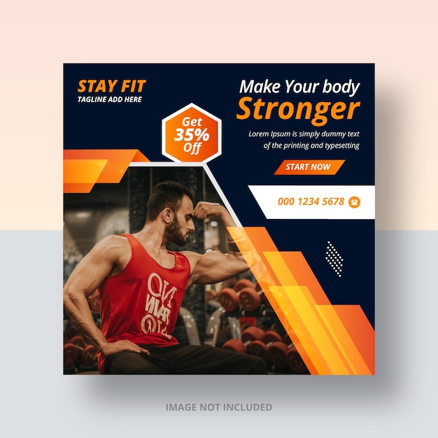 Gym club instagram social media post and web banner design