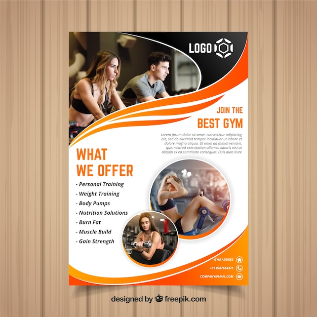 Vector gym cover template with image