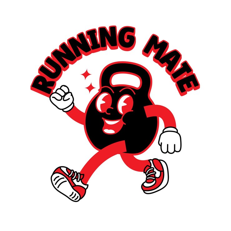 Vector gym dumbbell kettlebell retro mascot