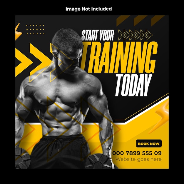 Gym en fitness adverteren promotioneel instagram postsjabloonontwerp